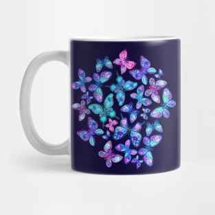 Watercolor Fruit Patterned Butterflies - aqua and sapphire Mug